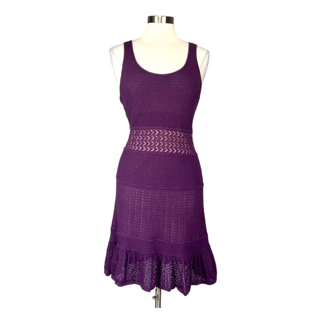 Catherine Malandrino Purple Sleeveless Racerback Stretchy Knit Dress size Large